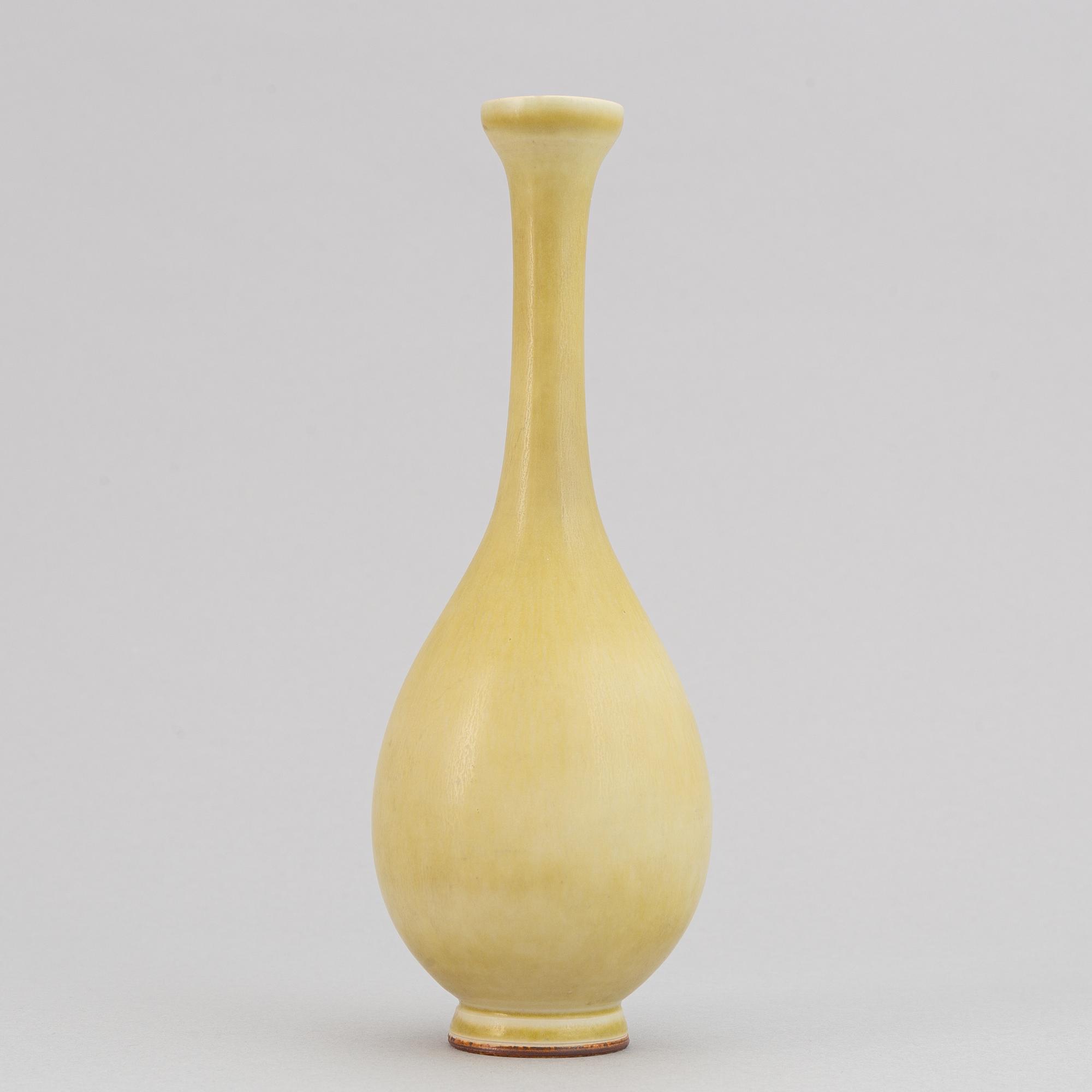 Berndt Friberg, a stoneware vase with handle, Gustavsberg studio, Sweden 1954.