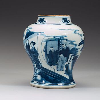 A blue and white jar, Qing dynasty, Kangxi (1662-1722).