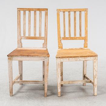 Six painted 'Leksand' chairs, 19th Century.