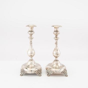 Ljusstakar två par silver 1800-talets slut.