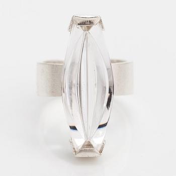 Björn Weckström, A sterling silver ring "Luminoso" with a munsteiner cut rock crystal. Lapponia 2009.