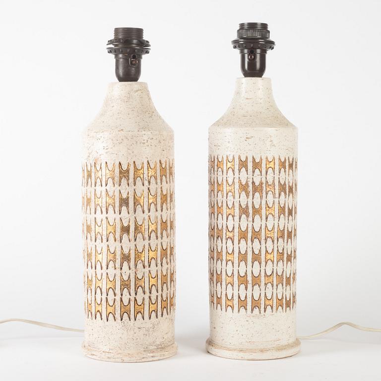 Table lamps, a pair, Bitossi for Bergboms, second half of the 20th Century.