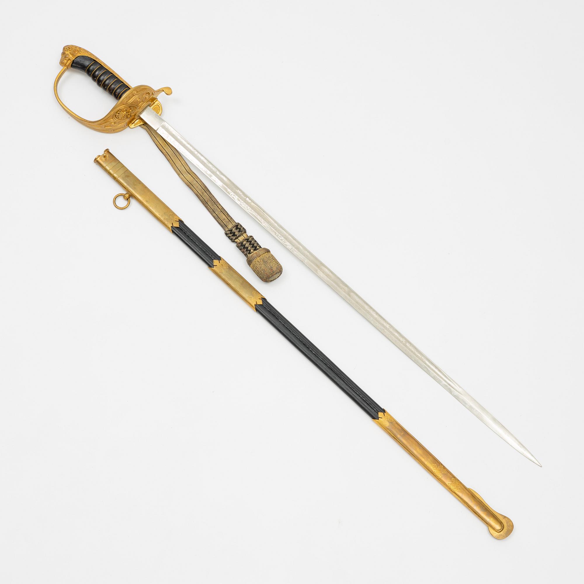 Sabel svensk, m/1878-1915 för sjöofficer, med balja.