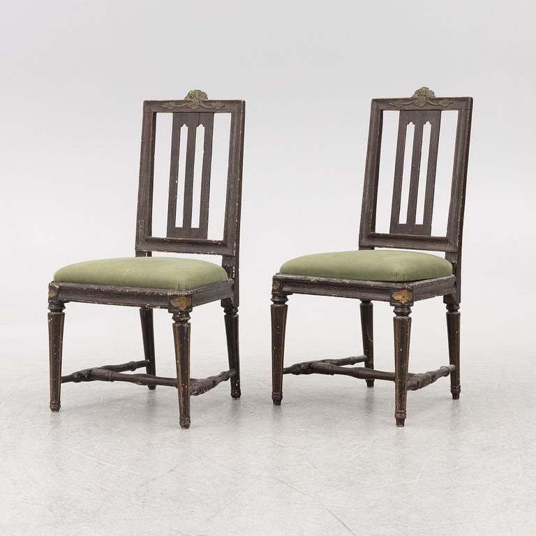 Stolar, ett par, Stockholmsarbeten, av Johan Hammarström, (mästare i Stockholm 1794-1812).sent 1700-tal, Gustavianska.