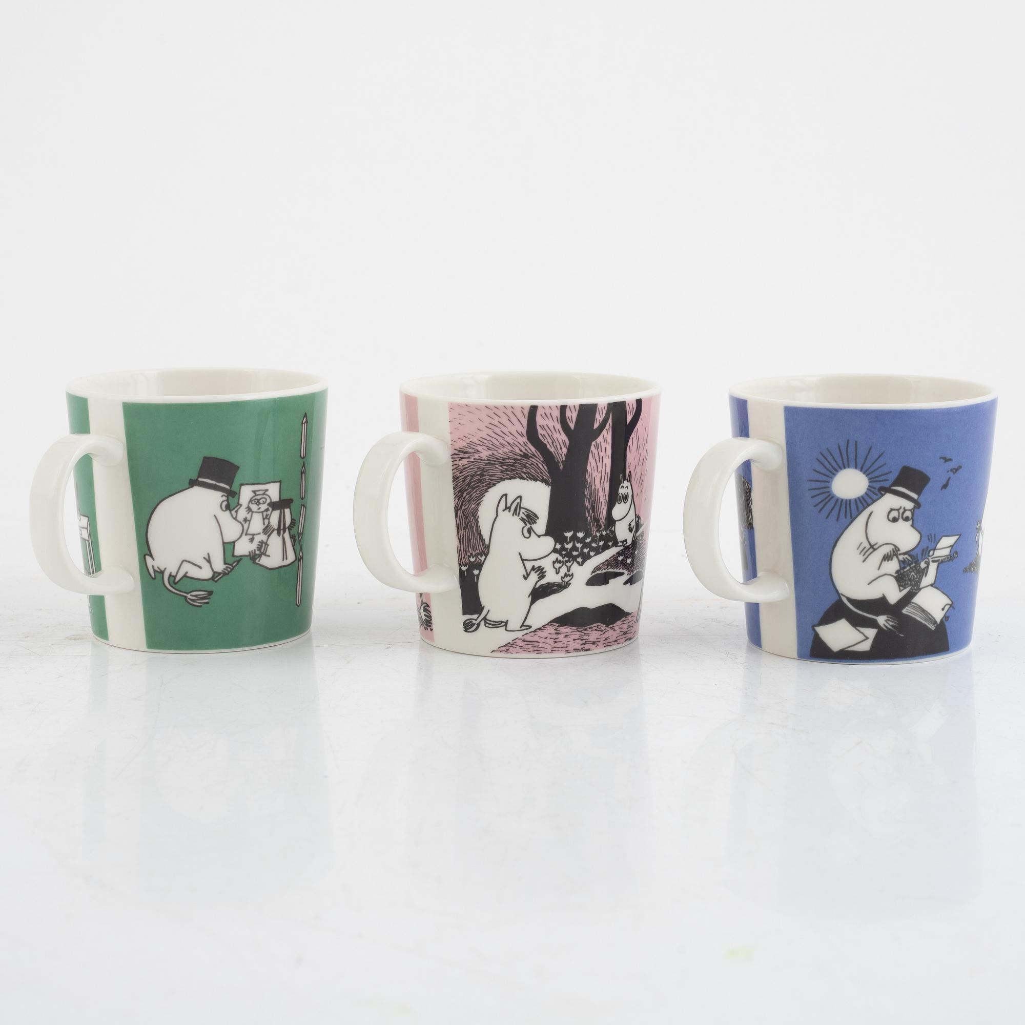 Muminmuggar, 3 st, Moomin Characters, Arabia, Finland.