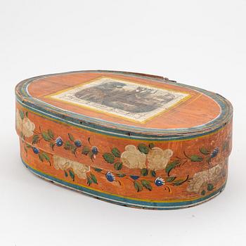 Two Swedish painted boxes with cover, 19th Century.