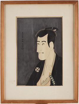TOSHUSAI SHARAKU (act.c.1794), efter, färgträsnitt. Japan, 1900-tal.