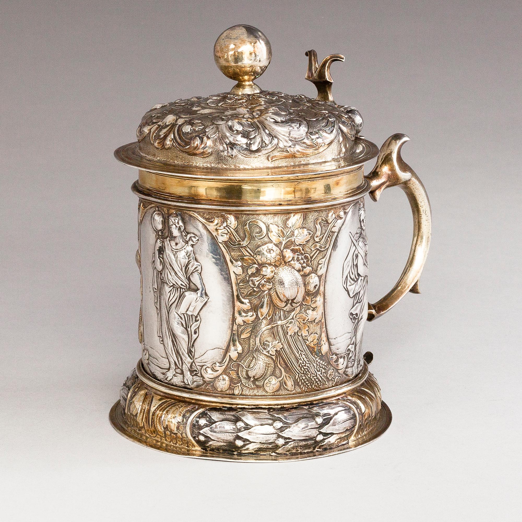 ADOLF GAAP, A parcel-gilt silver tankard, Augsburg, Germany 1690-1695.