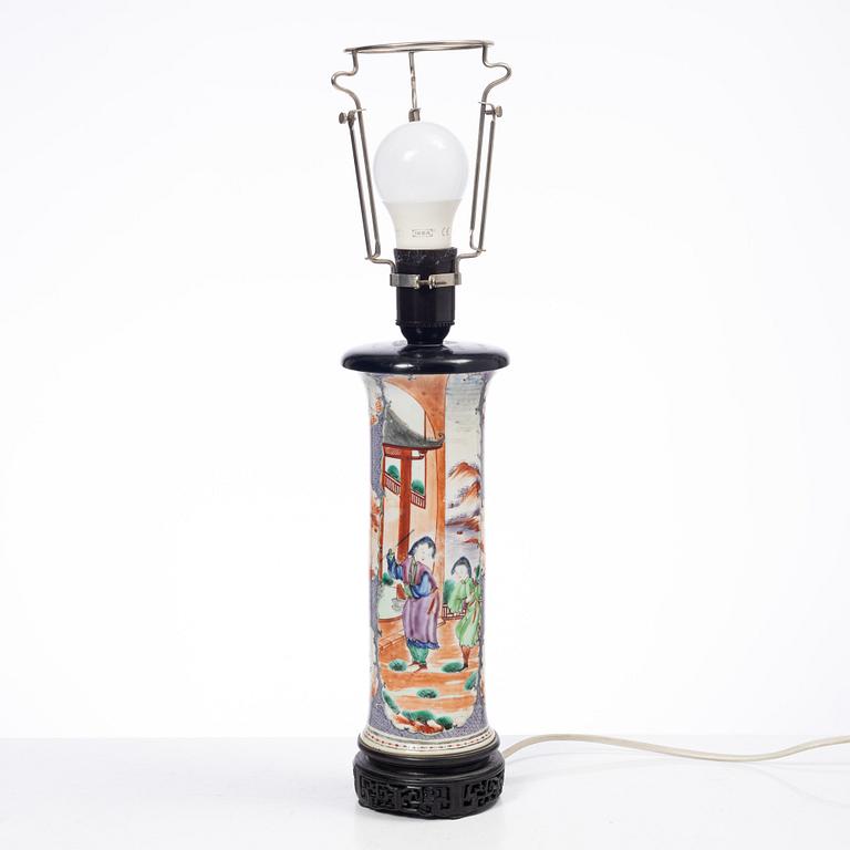 A famille rose vase/table lamp, Qing dynasty, 18th century.