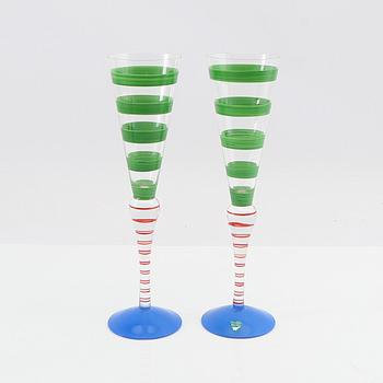 Anne Nilsson, servis 13 st  "Clown" signerade, Orrefors sent 1900-tal.