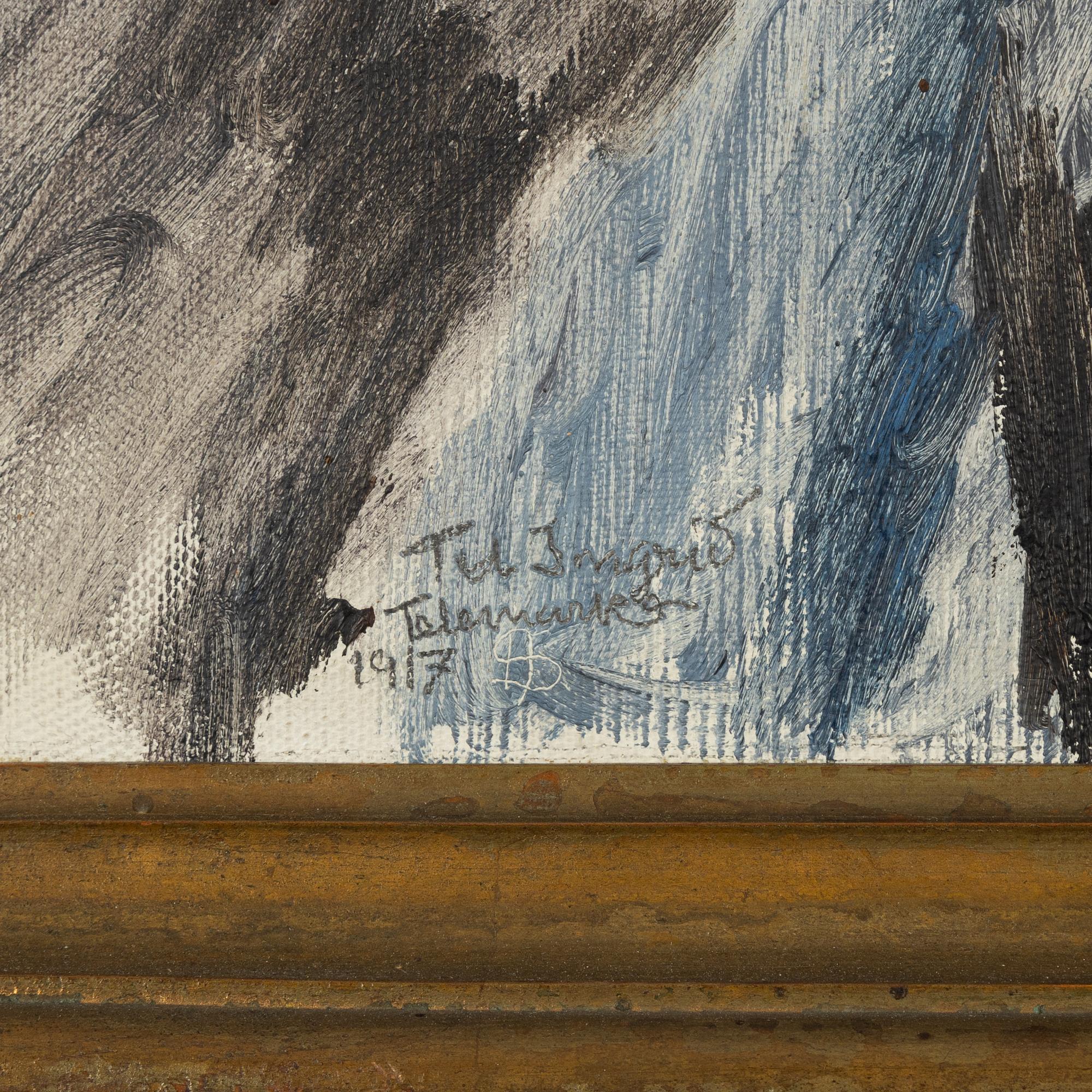 Henrik Sörensen, oil on canvas/panel, signed and dated Telemark 1917.