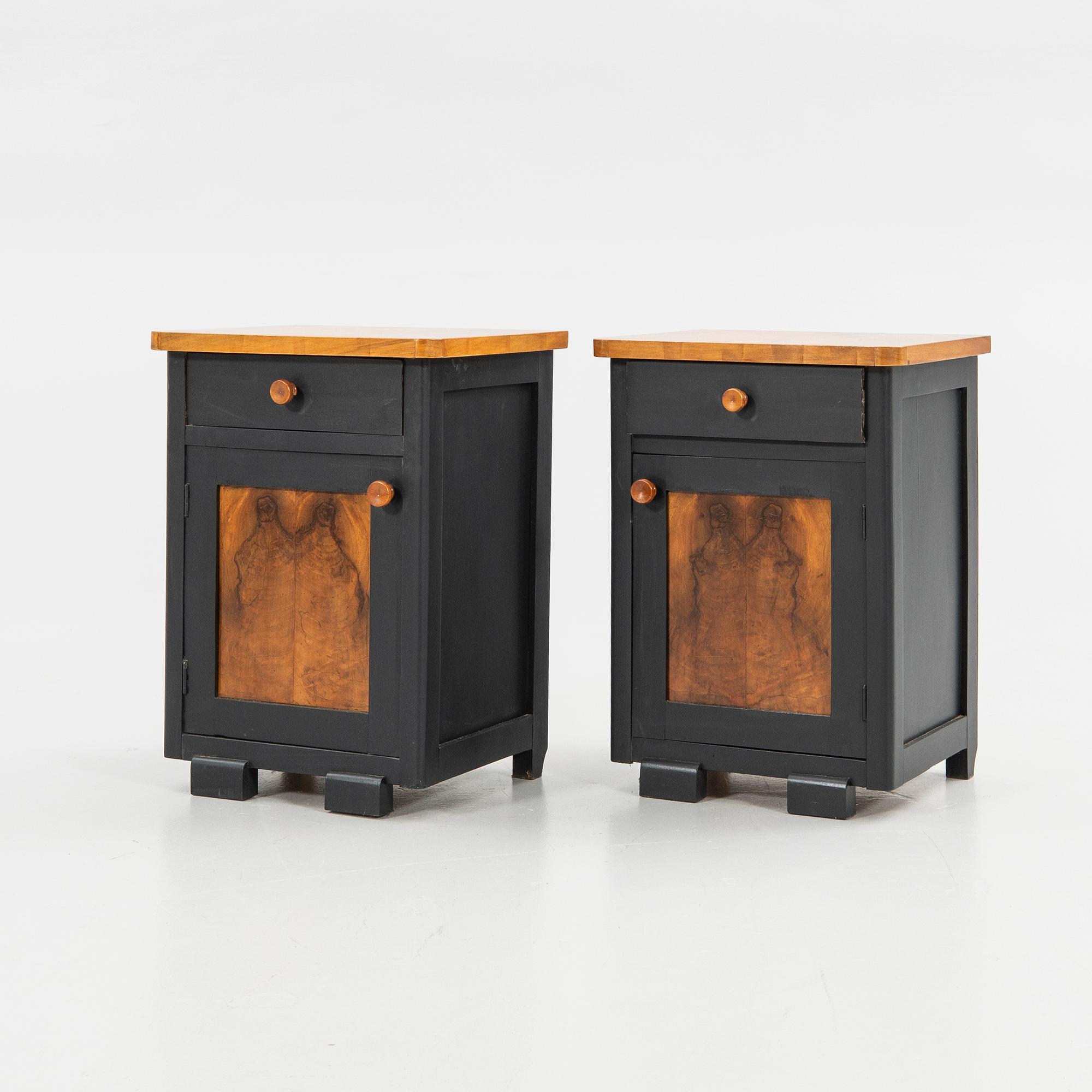Nightstands, a pair, Art Deco, first half of the 20th century.