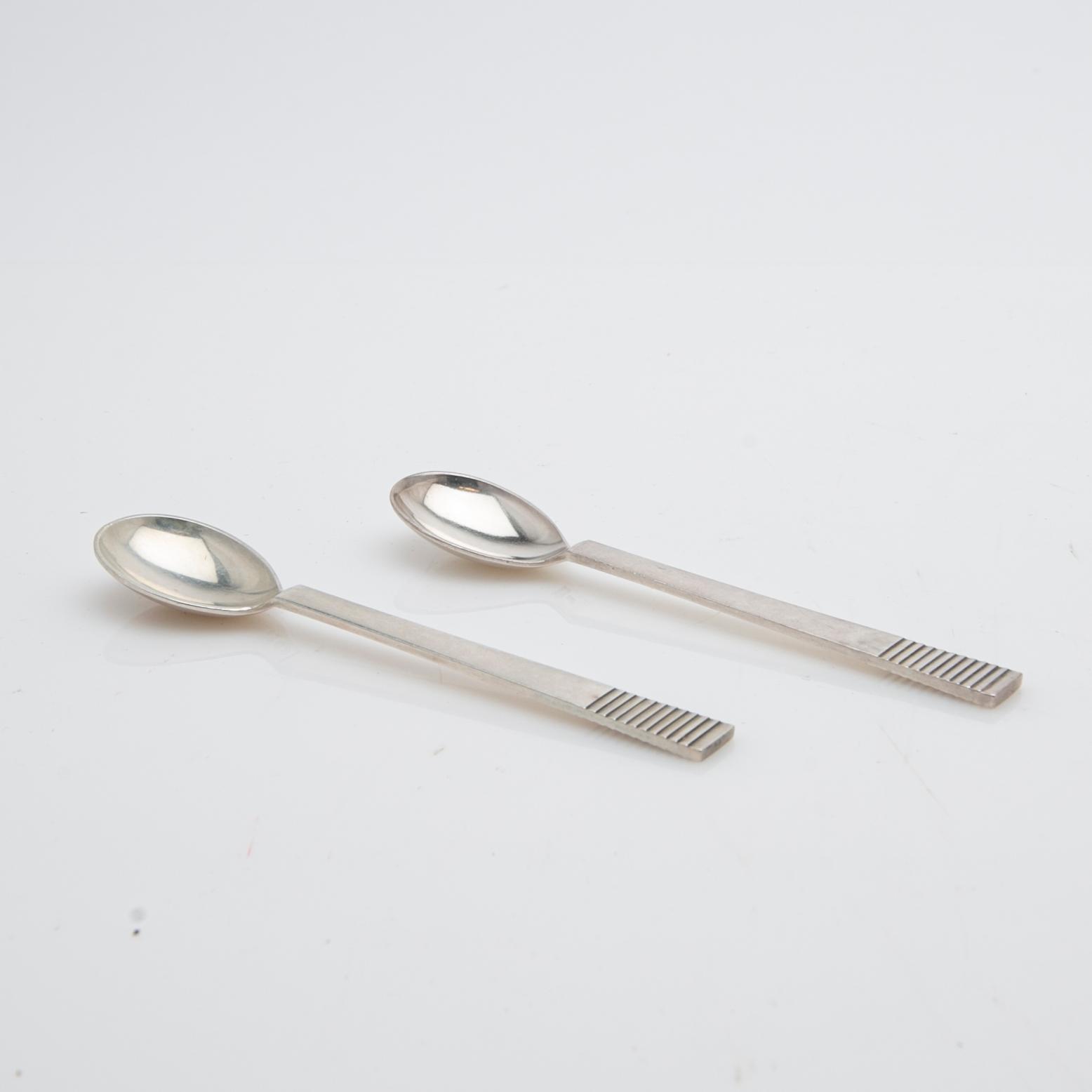 Georg Jensen, Teaspoons, 8 pieces, “Parallel”, silver, Denmark, mid-20th century.