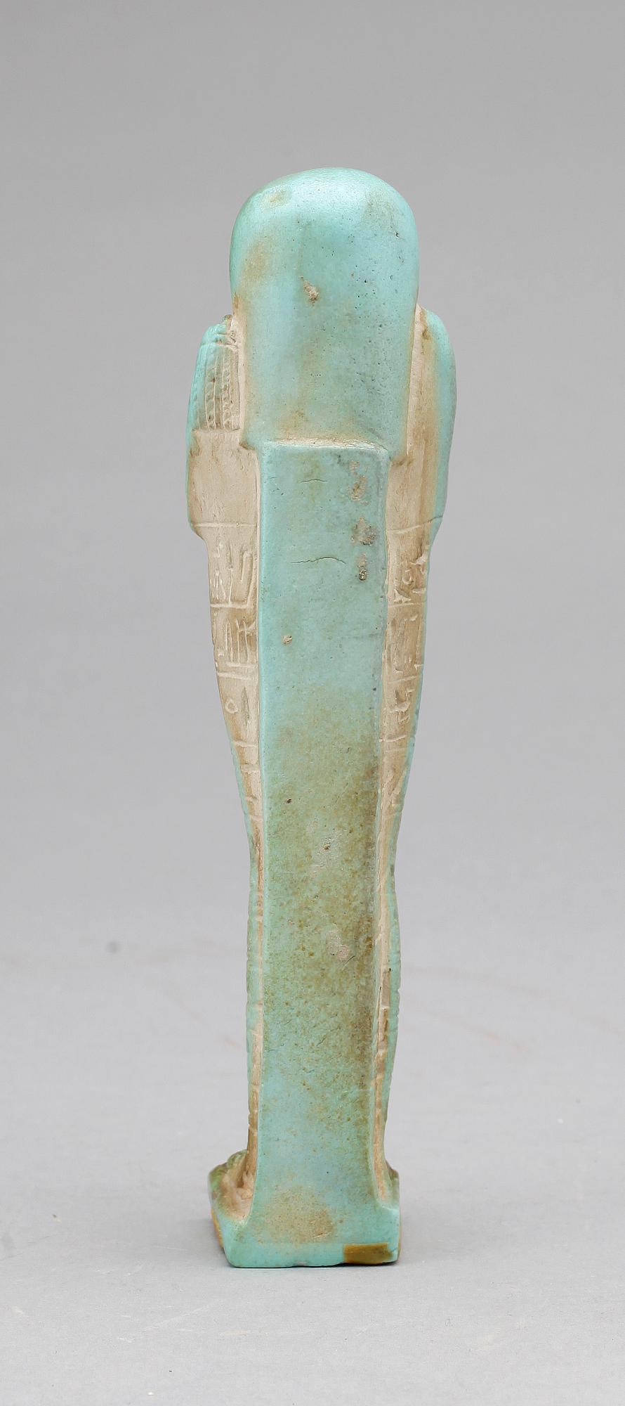 USCHEBTI, fajans, Egypten, troligen sentid 664-331 f Kr.