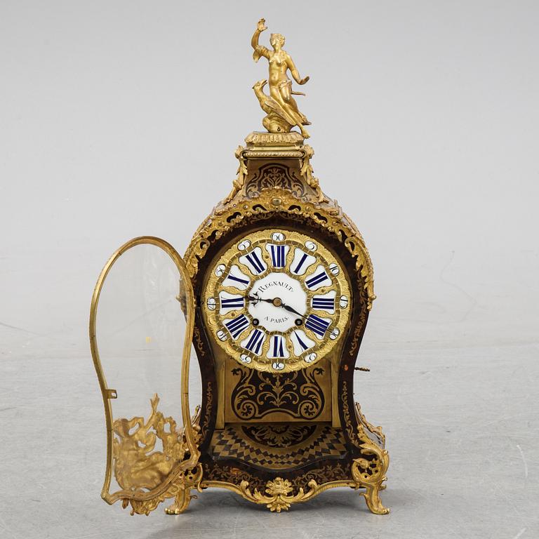 A French Boulle style mantel clock, 19th century.