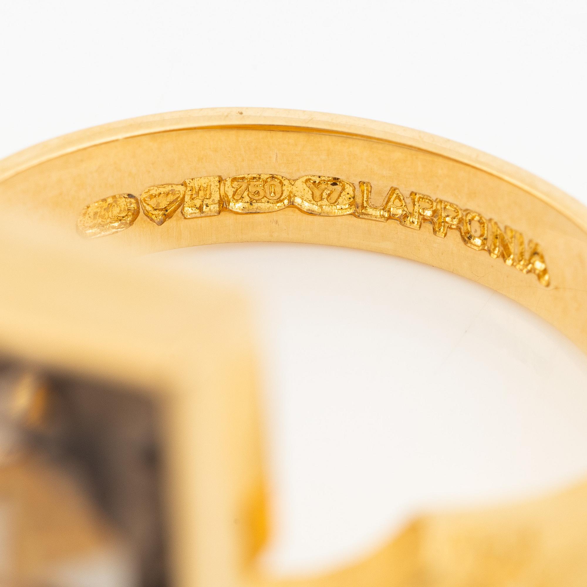 Lapponia ring 18K gold with smoky quartz, 1976.