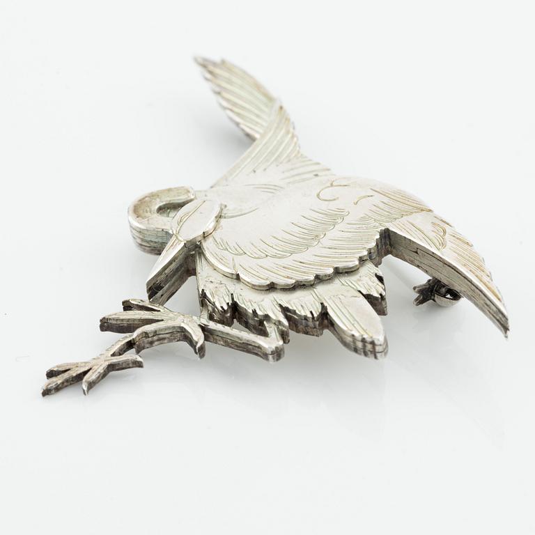 Wiwen Nilsson, a sterling silver brooch in the shape of a crane/great egret, Lund 1952.