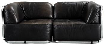 111. A pair of Geoffrey Harcourt chromed steel and black leather easy chairs, Artifort, Holland 1970's.