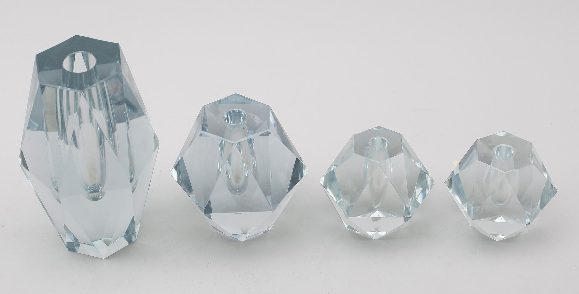LJUSSTAKAR, 4 st, glas, Strömbergshyttan, 1900-talets mitt.