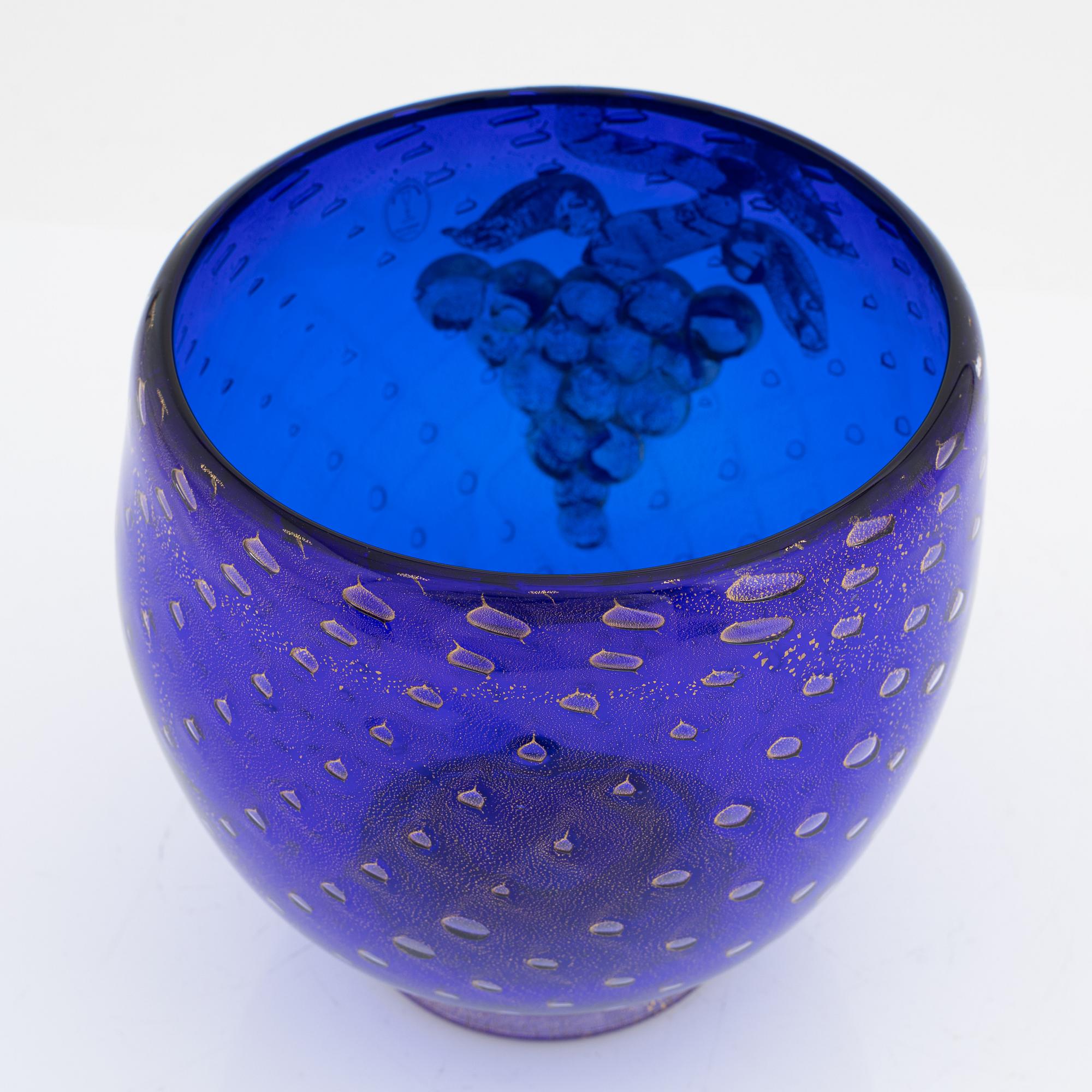 Vas, glas, Imperio Rossi, Murano, Italien, sent 1900-tal.