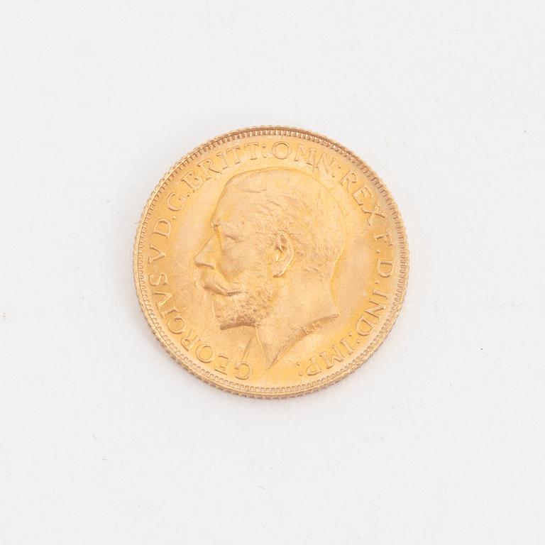 A British gold sovereign, 1925.