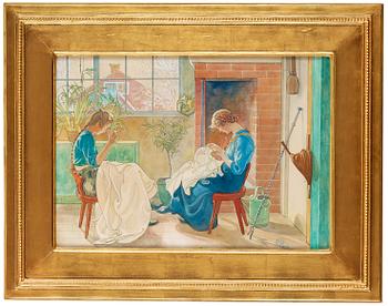 Carl Larsson, "Syende jäntor" / "Flickor som sy vid fönstret" [Sewing girls / Girls sewing by the window].