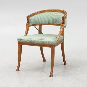 Baljfåtölj, sengustaviansk stil, omkring år 1900.