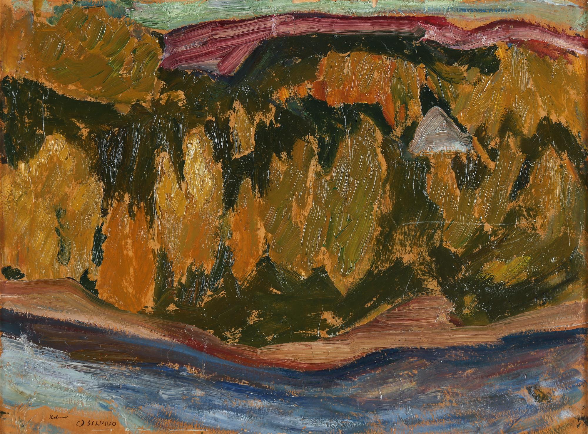 HELMER OSSLUND, olja på smörpapper uppklistrat på masonit, signerad Helmer Osslund.