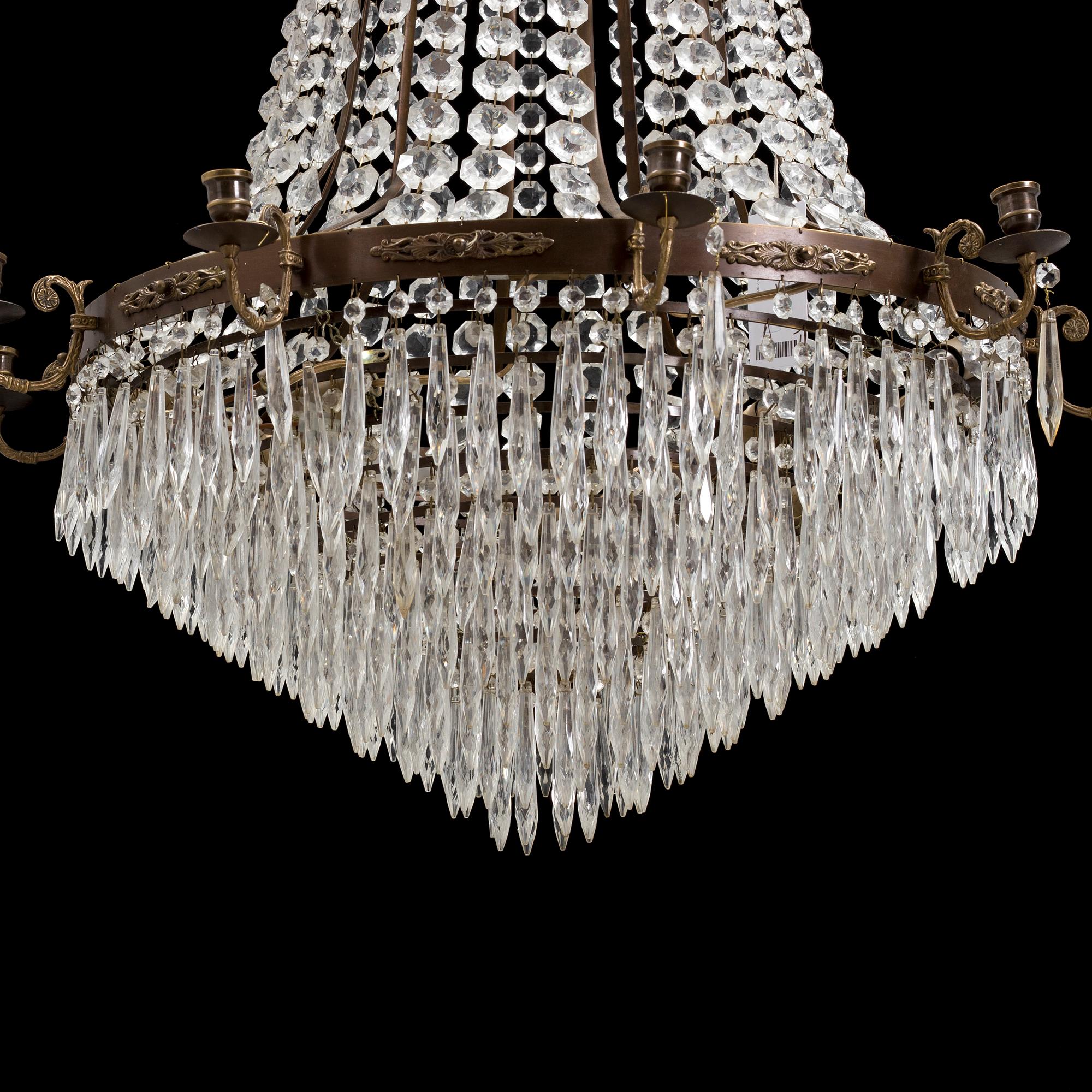 A CHANDELIER, Empire-style, second half of the 20th century.