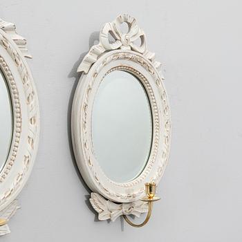 Wall sconces, a pair in the Gustavian style, second half of the 20th century.