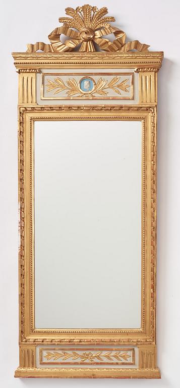 A giltwood Gustavian mirror, Stockholm, late 18th Century.