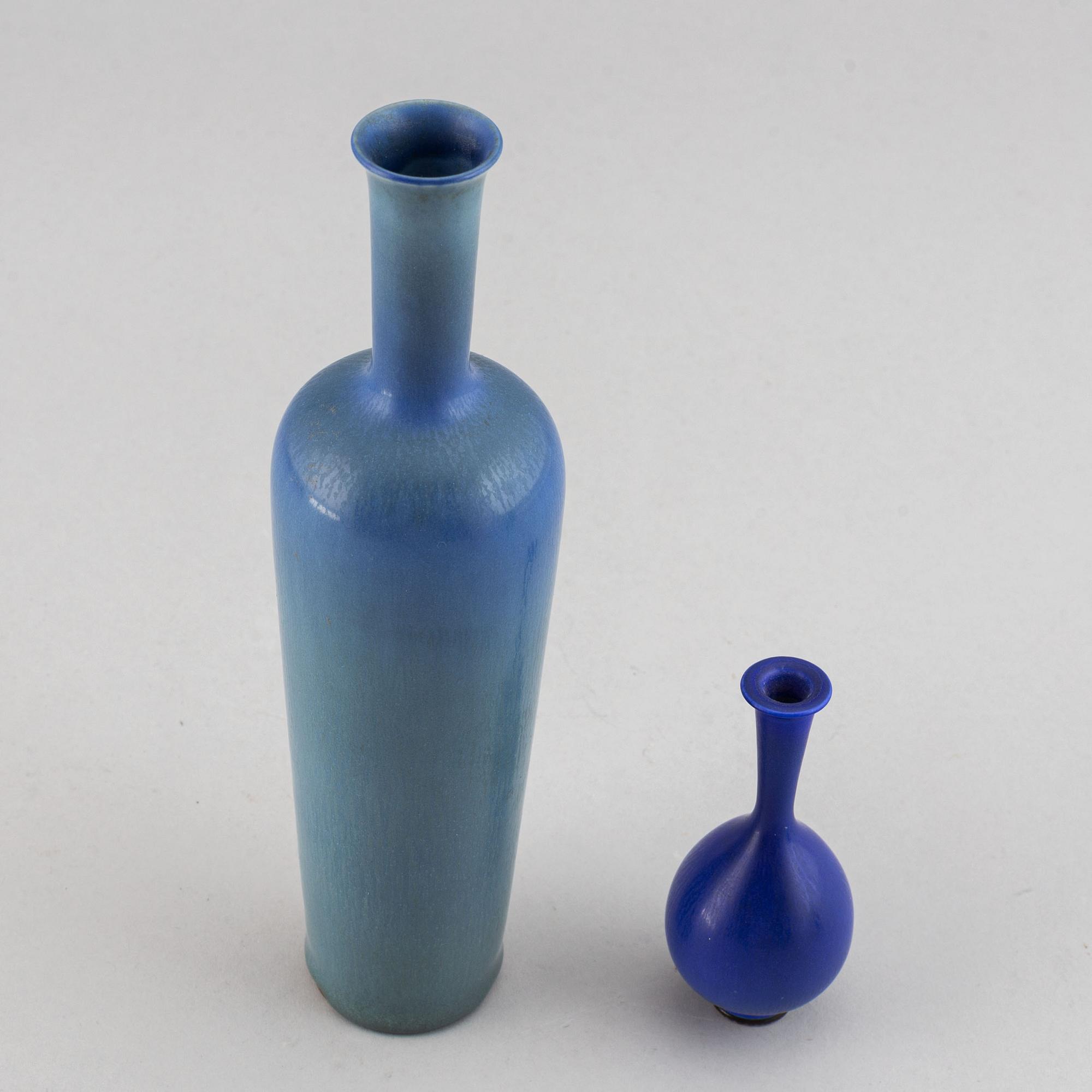 Berndt Friberg, two stoneware vases, Gustavsberg studio, Sweden, one dated 1955.
