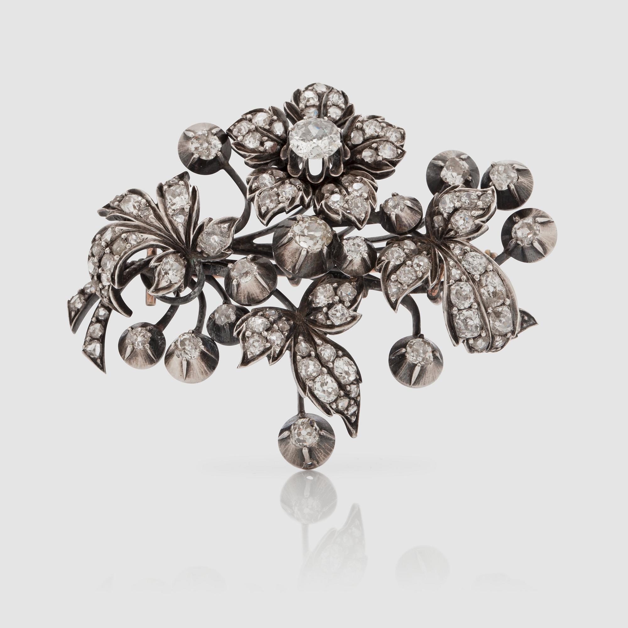 A late Victorian old- and rose-cut diamond brooch.