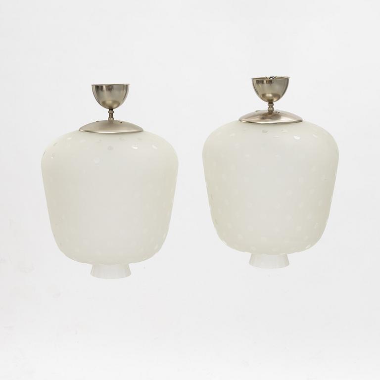 Flygsfors Glasbruk, taklampor, ett par, 1940/50-tal.