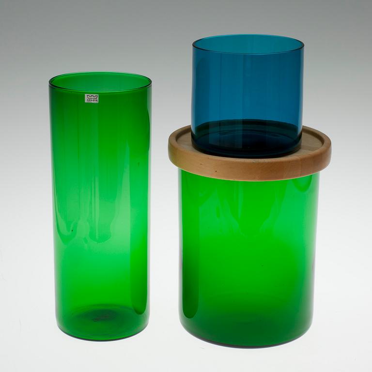GLASBURKAR, 3 st, "Purtilo", design Kaj Franck. Formgivna 1970-tal.