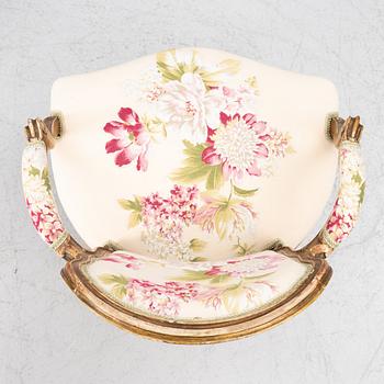 A pair of presumably French Louis XV armchairs, mid 18th century.