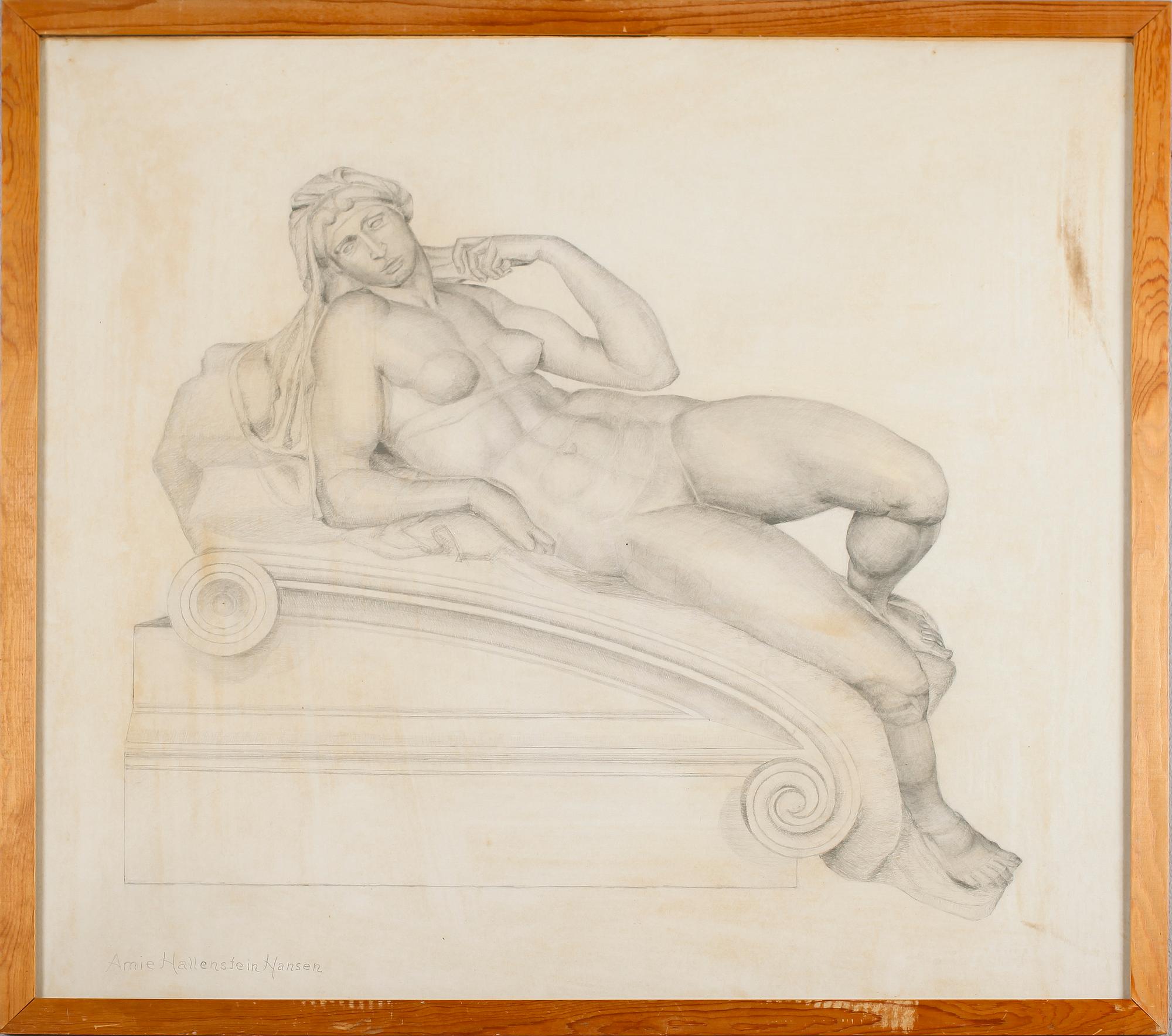 AMIE HALLENSTEIN HANSEN, 2 st, blyertsteckningar, signerade.