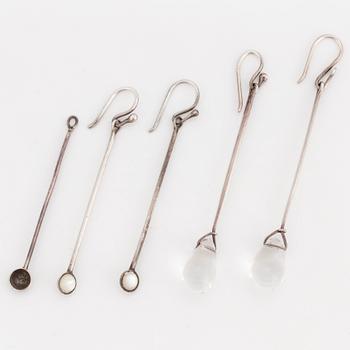 Two pair + one Vivianna Torun Bülow-Hübe silver earrings.