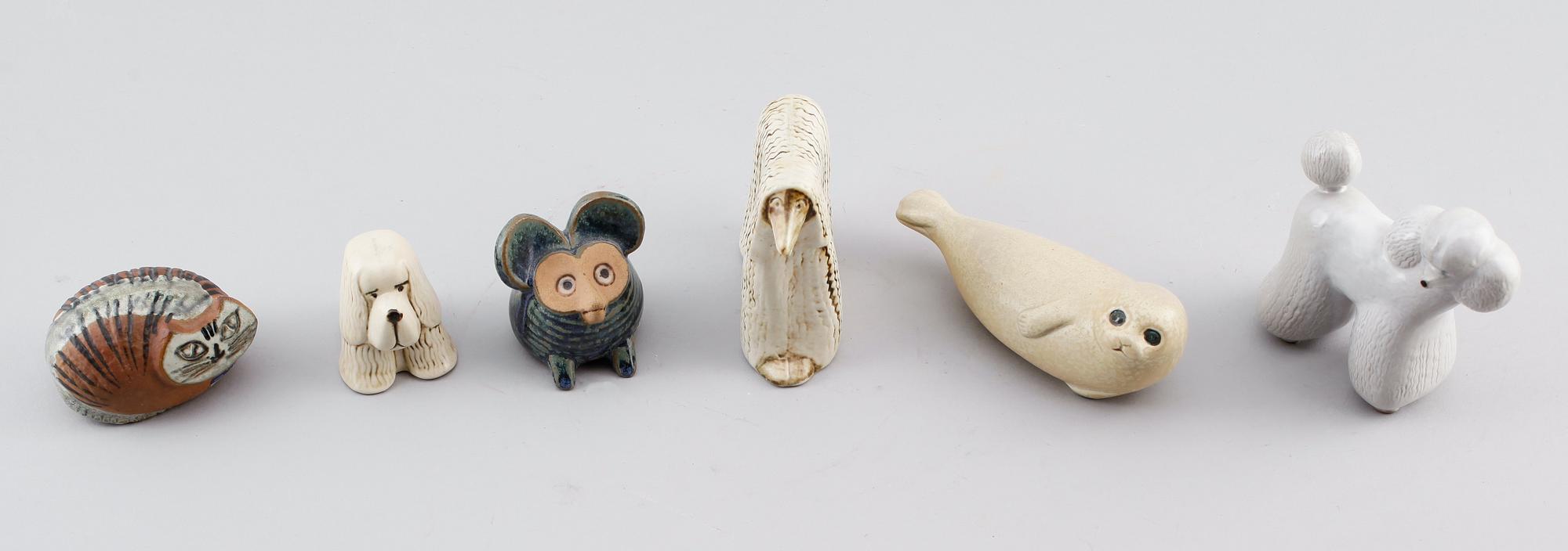 FIGURER, 6 st, stengods, Lisa Larson, Gustavsberg.