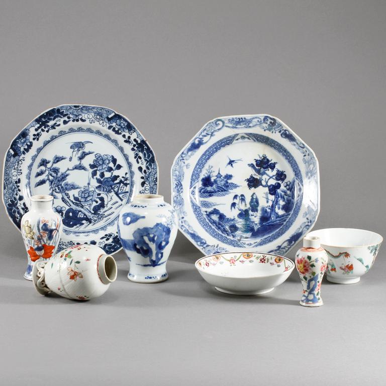 PARTI PORSLIN, 8 delar, Kina, 1700, 1800 och 1900-tal.