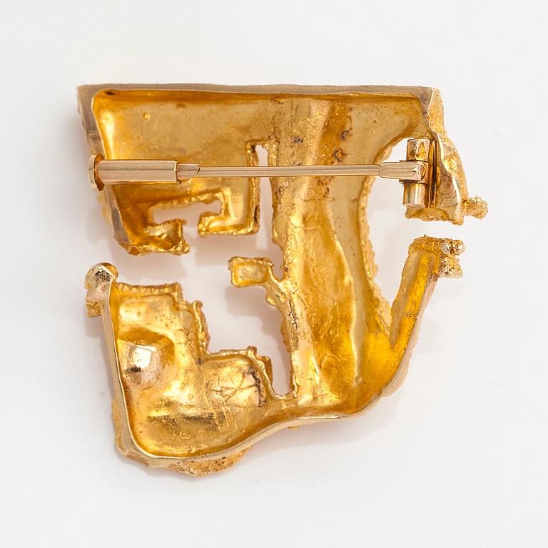 Björn Weckström, a 14K gold brooch 'Dinosaur'. Lapponia 1970.