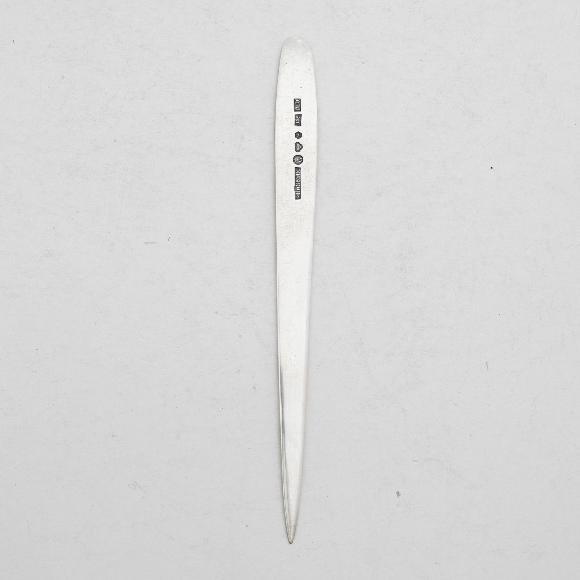 Sven-Erik Högberg, brevkniv, sterlingsilver, Göteborg, 1989.