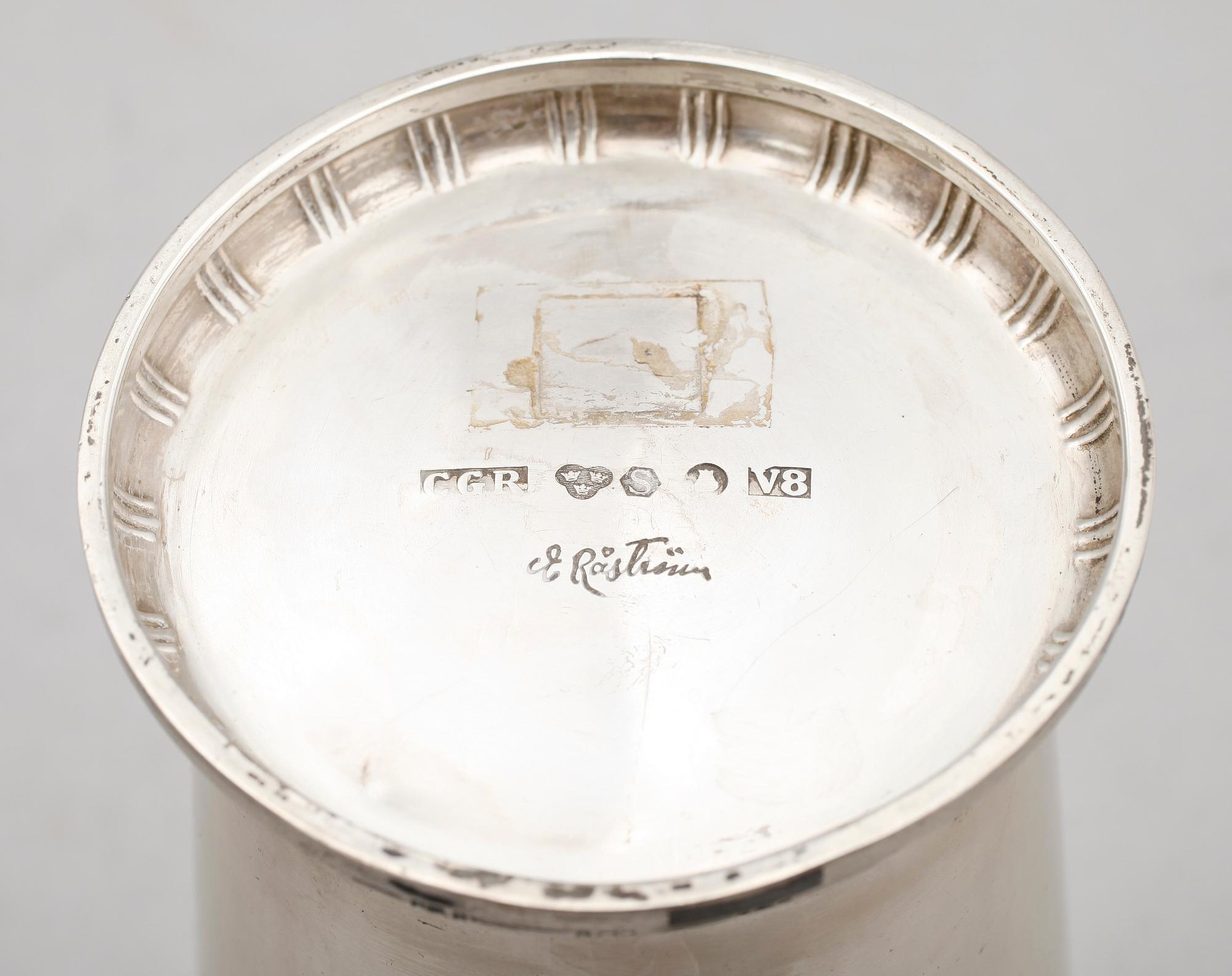 BÄGARE, silver, E Råström, Stockholm 1947. Vikt ca 357 g.