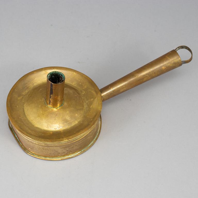 An 18th century brass nignt light holder.