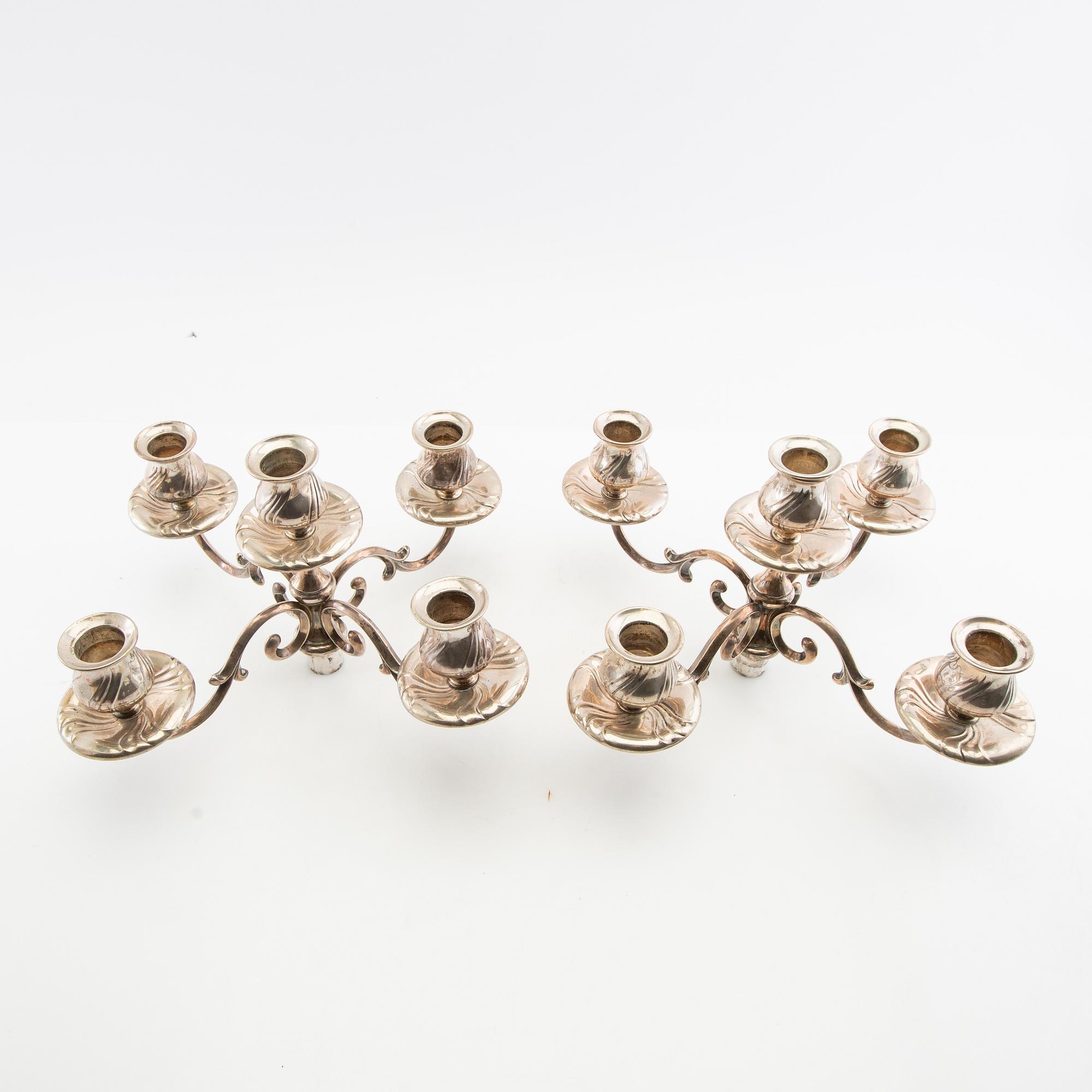 Kandelaberarmar et par silver troligen ab Hugo gryn & Co Stockholm 1900-talets början.