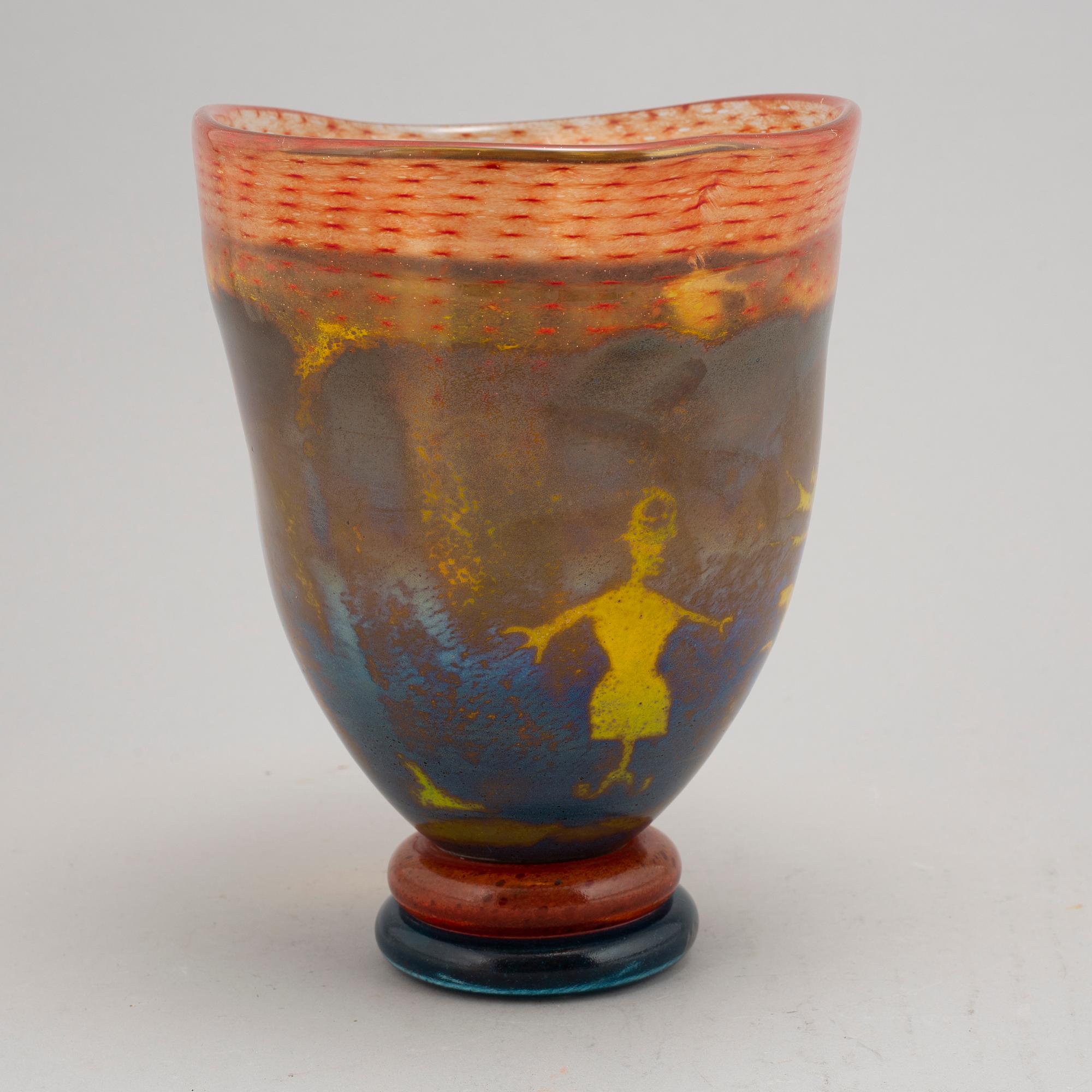 Kjell Engman, a unique glass vase, Kosta,1992.