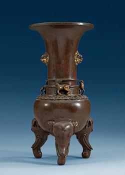 A gilt bronze vase, Qing dynasty with Xuandes six character mark.