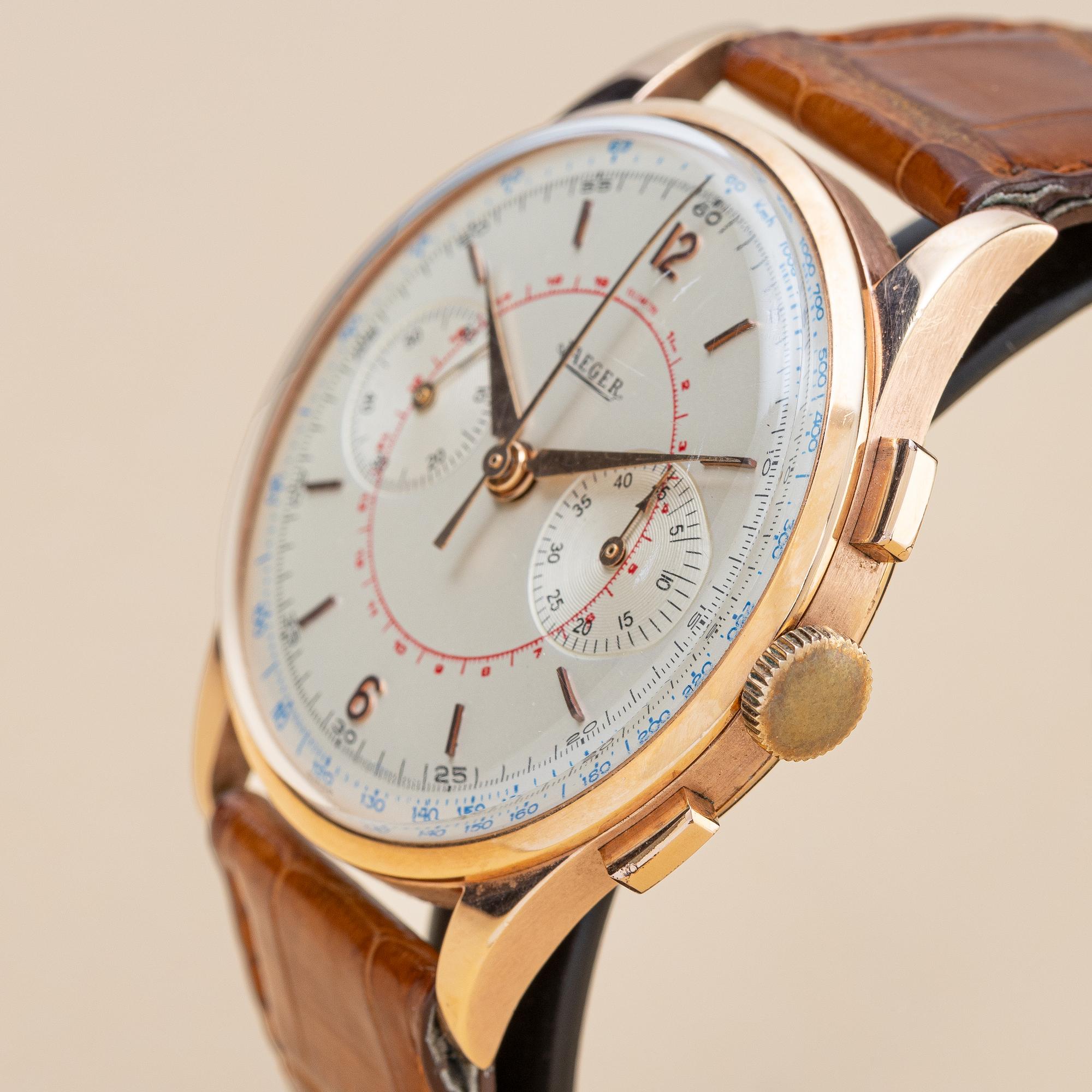 Jaeger, "By Universal Genève", "Jumbo", chronograph, ca 1950.