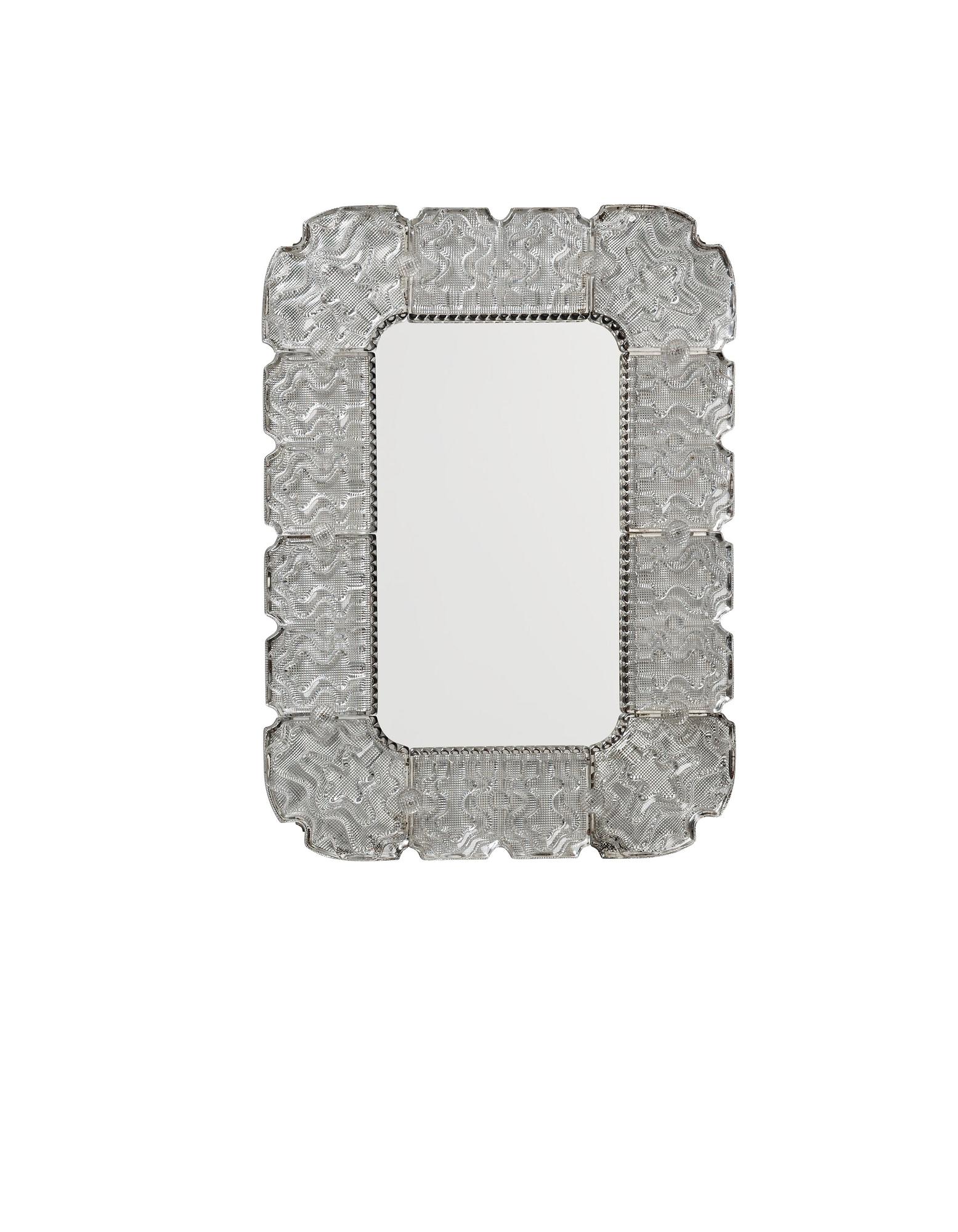 An Orrefors cast glass mirror, Sweden 1940's-50's.