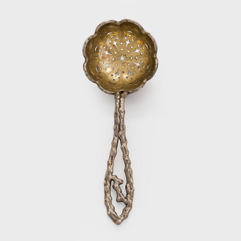 Grachev, a parcel-gilt silver sprinkle spoon, Saint Petersburg, around 1891.